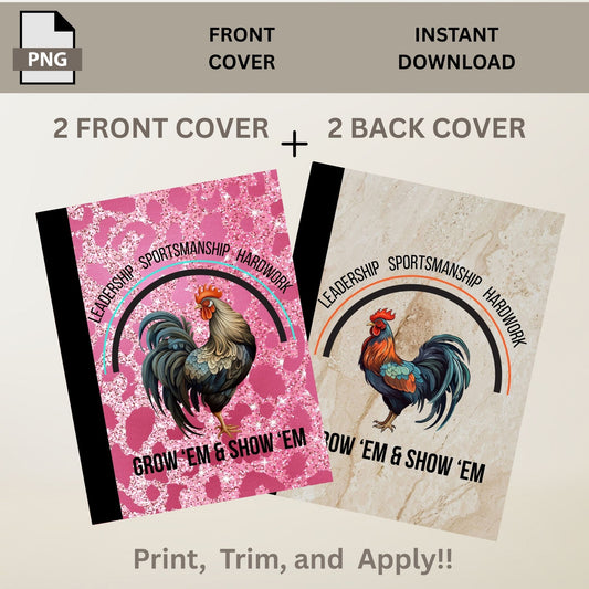 SchSchool Composition Notebook Custom Modern Game Rooster Digital File Great for FFA or 4-H