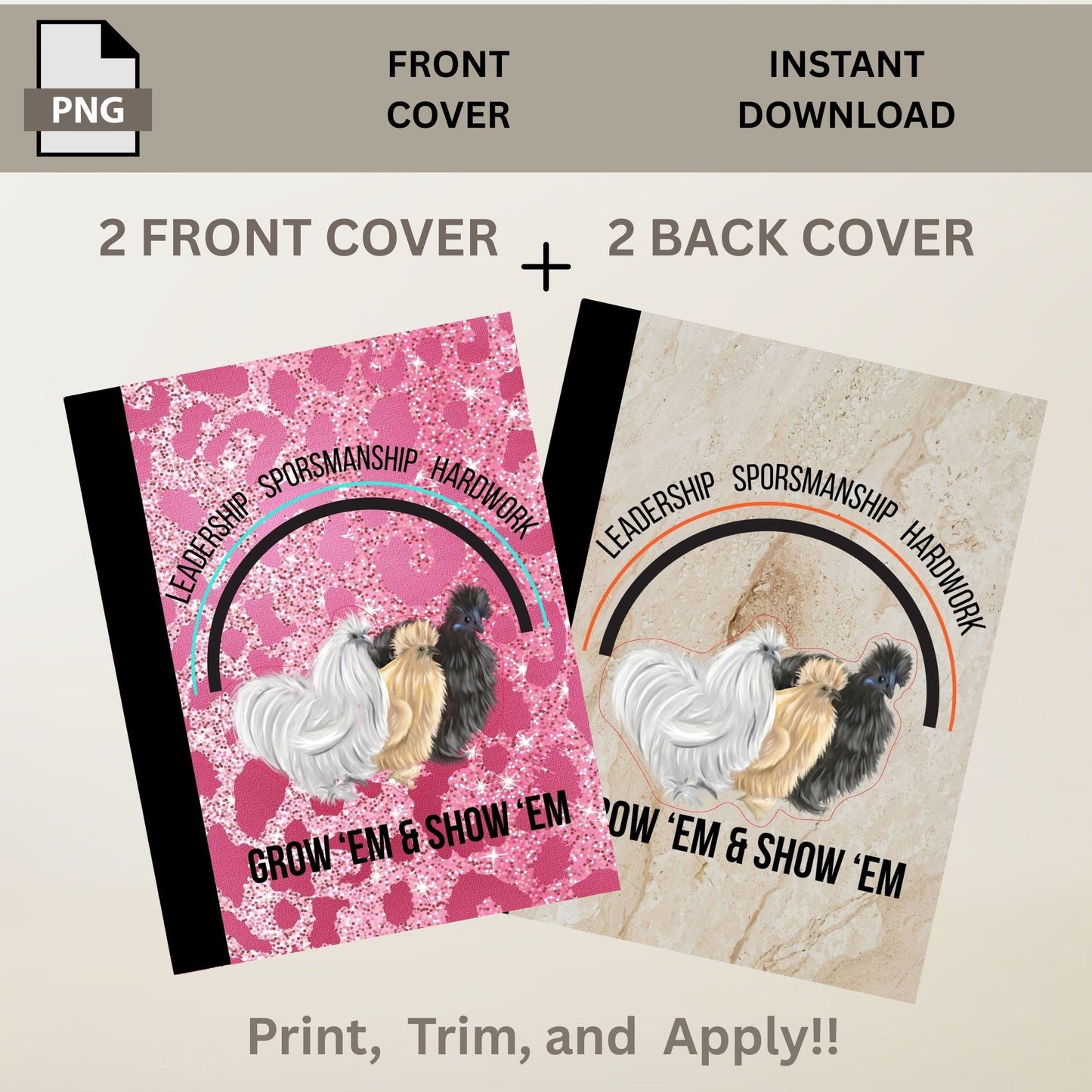School Composition Notebook Custom Silkie Rooster Digital File