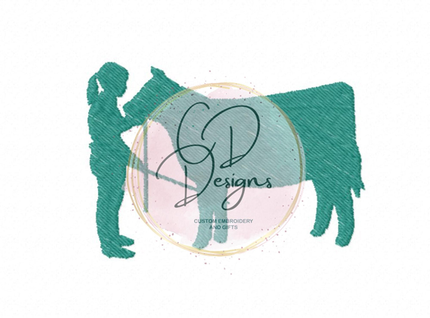 Girl Show Heifer Livestock Machine Embroidery Design