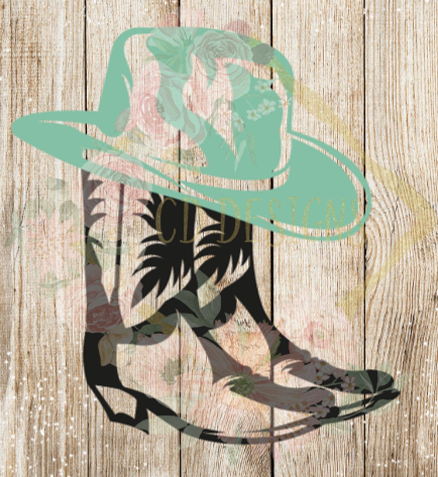 Cowboy Boots Hat Vinyl Decal Personalized