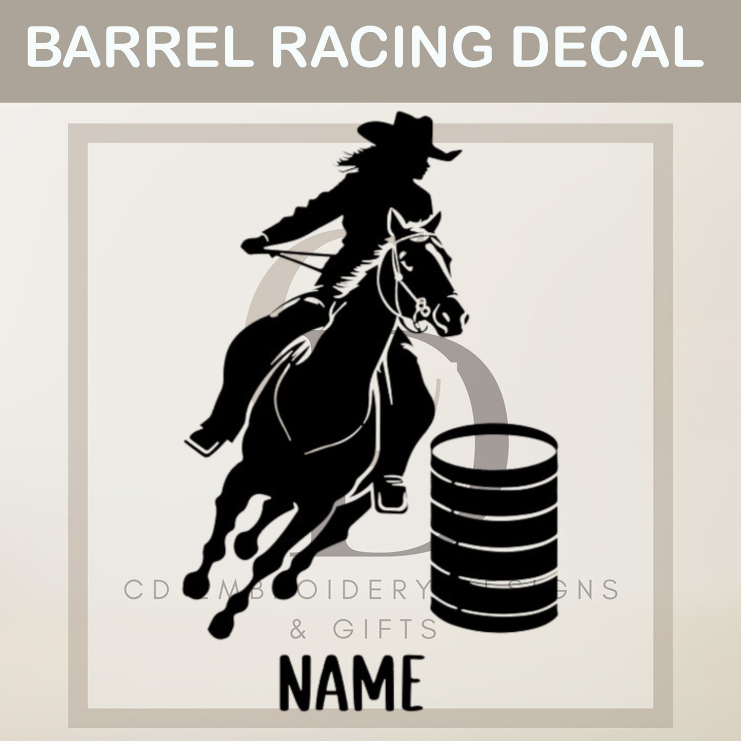 Barrel Racing Horse Decal: Western Car Sticker |Personalized Custom Vinyl Decal