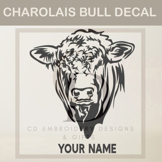 Charolais Cattle Decal, Personalized Custom Livestock vinyl Sticker Car Decal