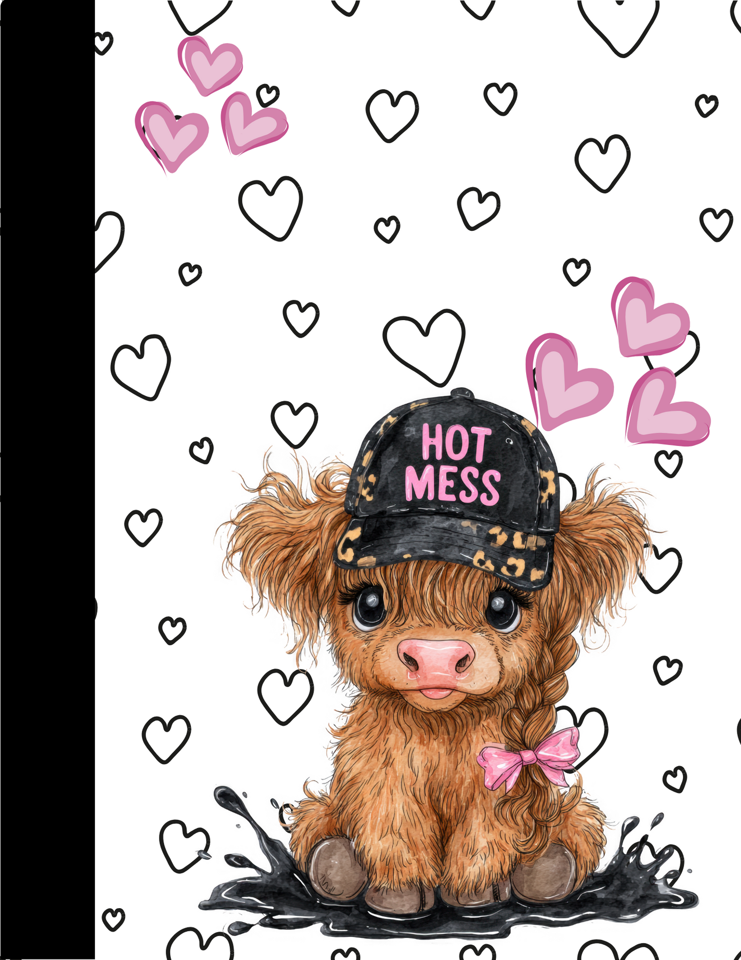 Composition Notebook Custom Pink Hot Mess Highland Cow