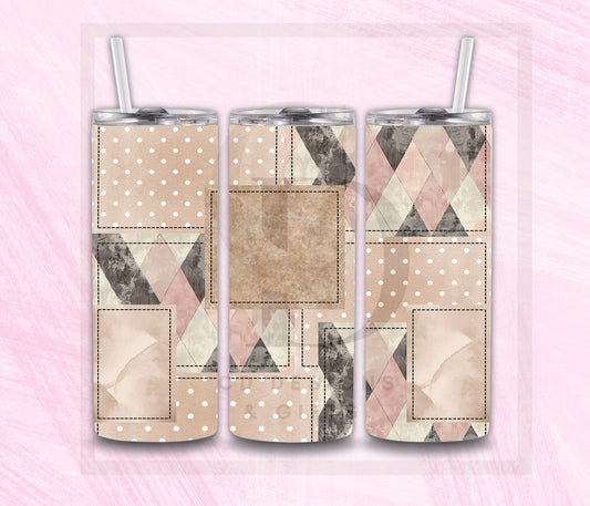 Patchwork Geometric Dotted Brown Tumbler Wrap PNG Digital File | Digital Download
