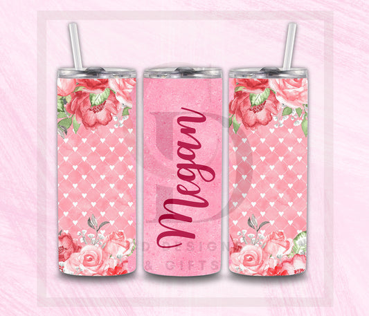 Rose Heart Pink Tumbler Wrap PNG Digital File | Digital Download
