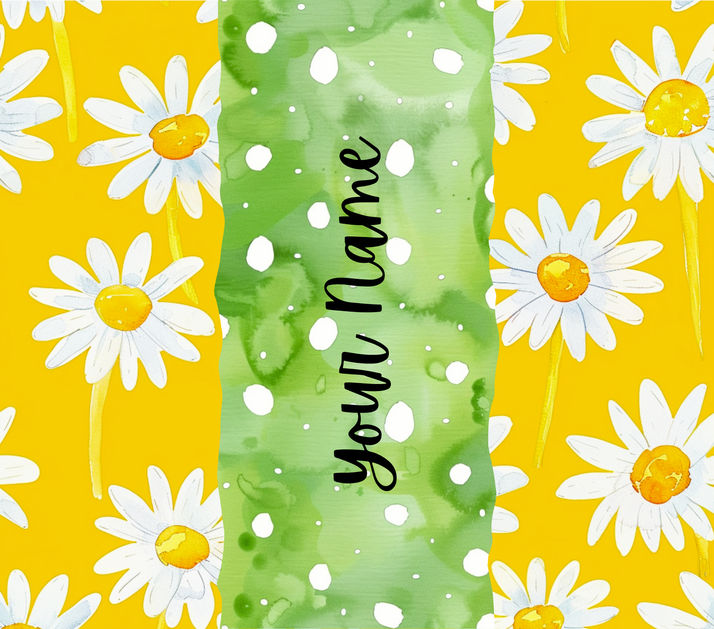 Yellow Floral Green Polka Dot Tumbler Wrap PNG, Floral Tumbler Wrap Digital File