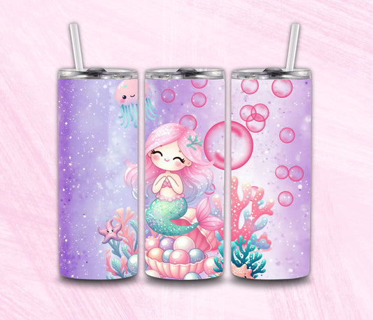 Cute Mermaid Print Tumbler Wrap PNG Digital File | Digital Download