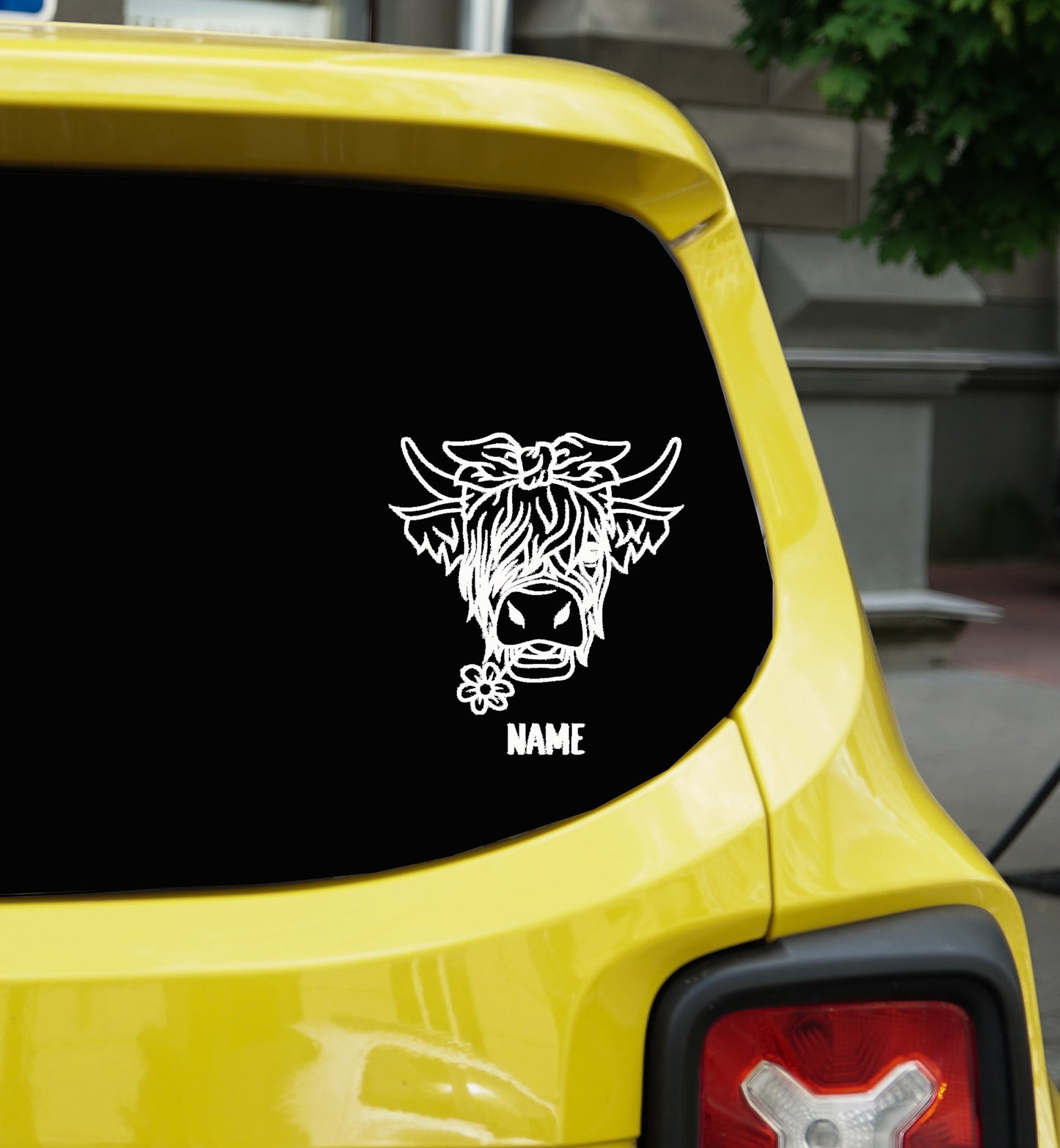 Floral Highland Cow Vinyl Decal: Highland Cow Car Decal | Heifer Vinyl Decal| Custom Personalized Vinyl Decal