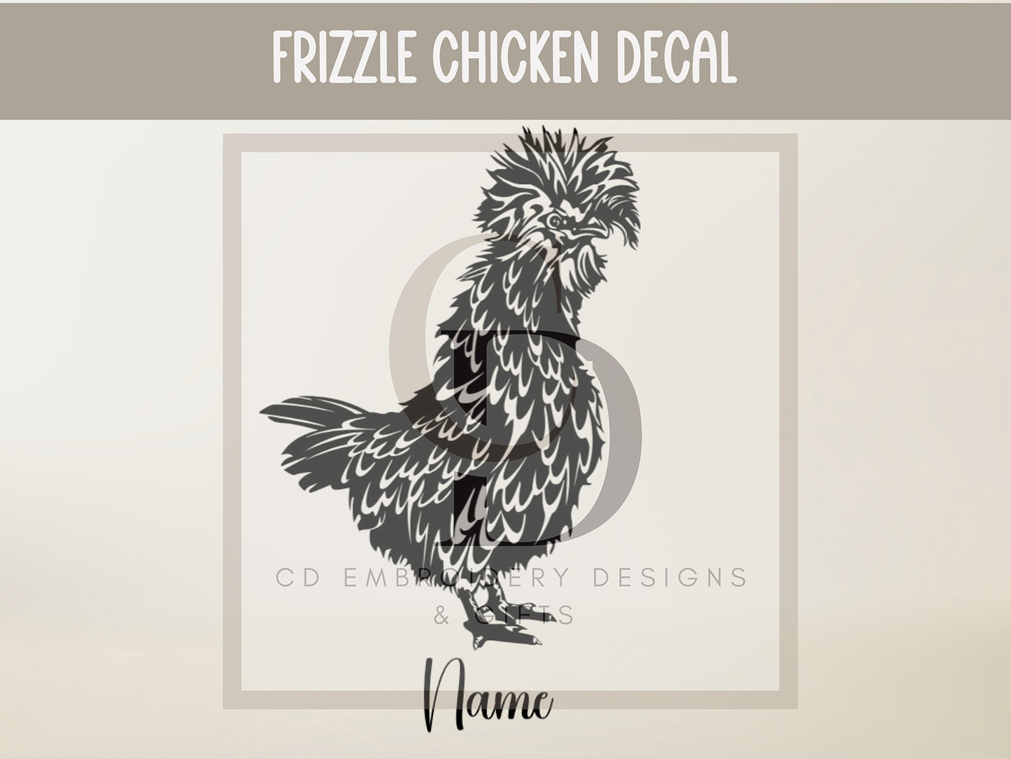 Frizzle Chicken Car Decal: Custom Vinyl Sticker | Personalized Vinyl Decal