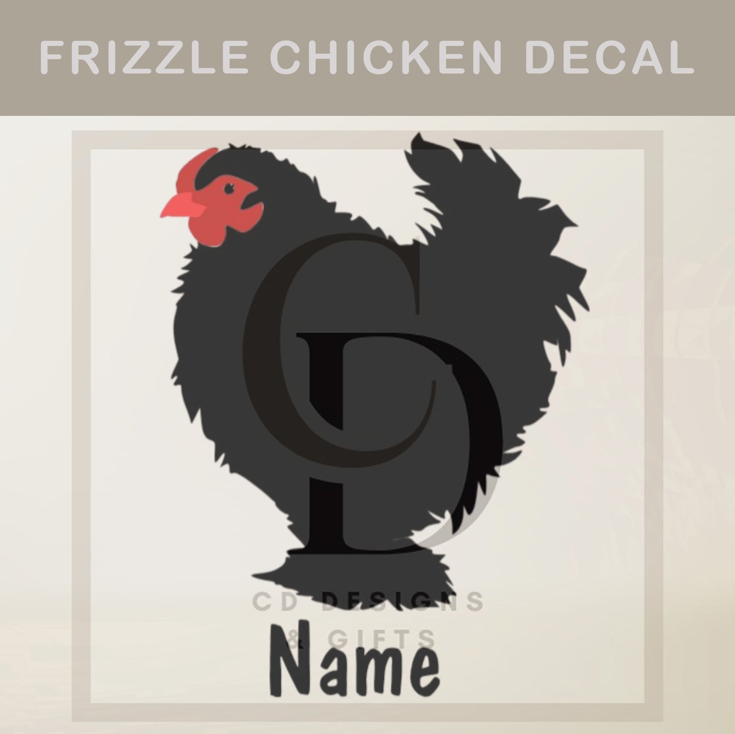 Custom Frizzle Chicken/ Rooster Vinyl Decal: Farmhouse Car Decor | Personalized Custom Vinyl Sticker