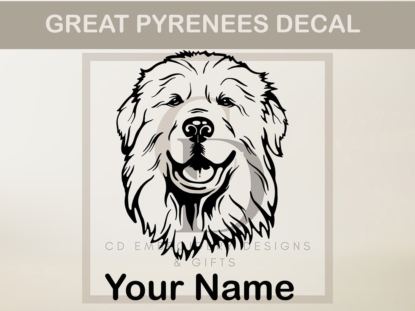 Great Pyrenees Head Decal: Great Pyrenees Decal | Pyrenees Dog Car Decal | Custom Dog Decal | Custom Vinyl Personalized Decal