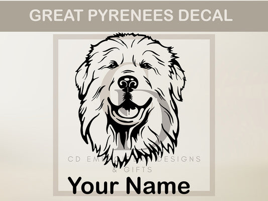 Great Pyrenees Head Decal: Great Pyrenees Decal | Pyrenees Dog Car Decal | Custom Dog Decal | Custom Vinyl Personalized Decal