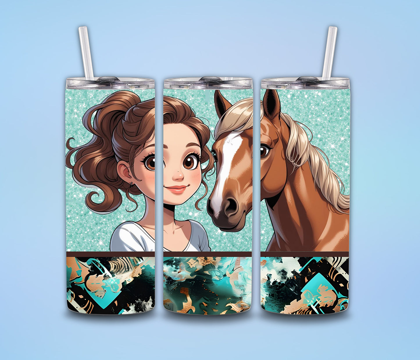 Girl and Her Horse Tumbler Print Tumbler Wrap PNG Digital File | Digital Download
