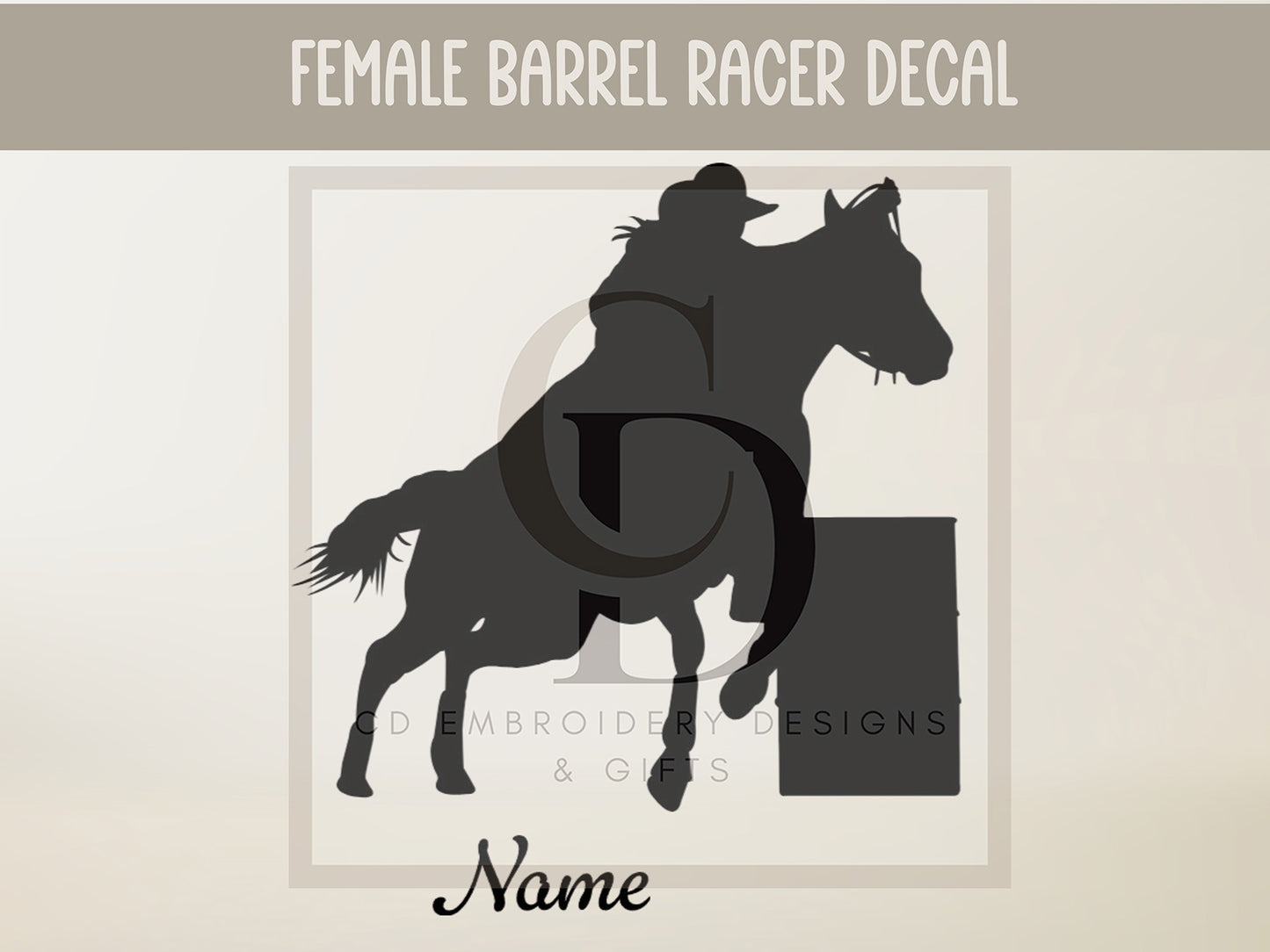 Barrel Race Horse Vinyl Decal Personalized | Barrel Racing Horse Decal: Western Car Sticker |Personalized Custom Vinyl Decal