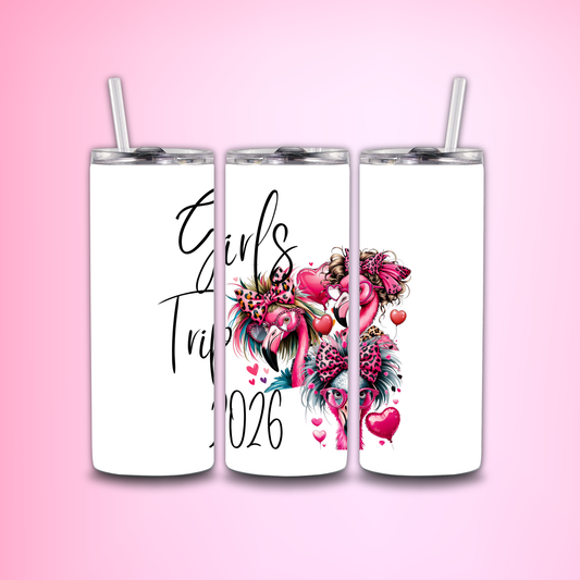 Girls Trip Leopard Bowed With Hearts Flamingo 2026 Tumbler Wrap PNG Digital File | Digital Download