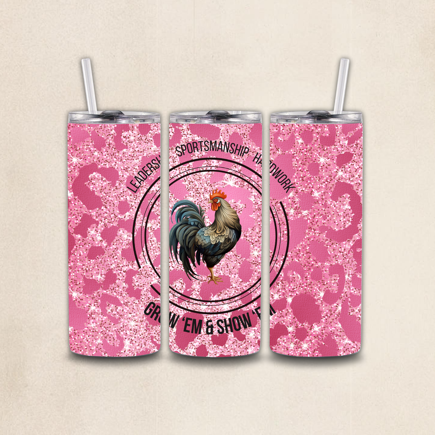 Show Rooster Livestock Pink Tumbler Wrap PNG, 20oz Skinny Tumbler Sublimation Livestock Tumbler PNG, Stock Show Season Tumbler