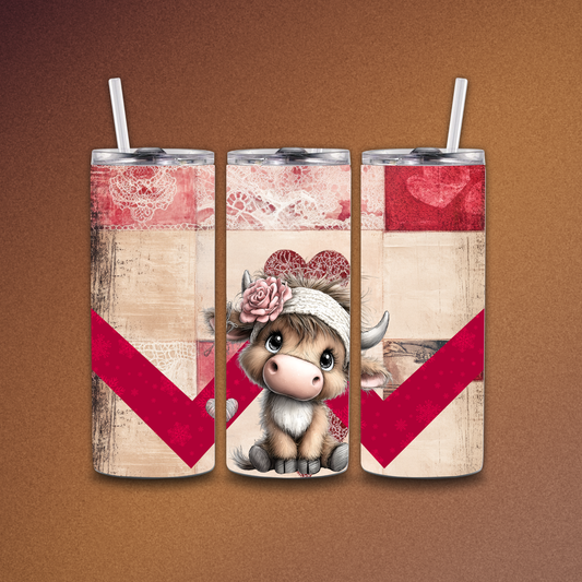 Heart Cow Whimsical Tumbler Wrap PNG Digital File | Digital Download
