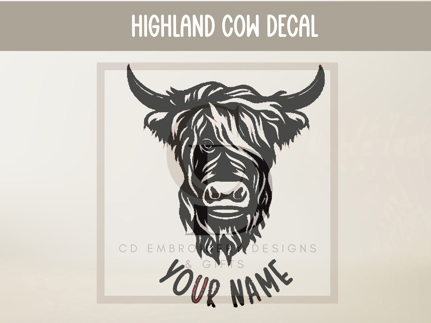 Highland Cow Vinyl Decal, Personalized | Highland Cow Decal: Farmhouse Car Decor / Custom Vinyl Decal