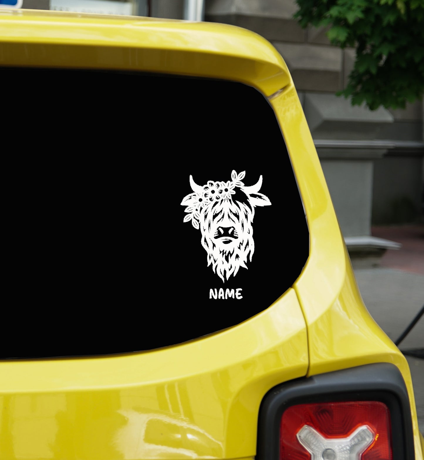 Highland Cow Floral Decal | Cow Car Decal | Heifer Decal | Custom Vinyl Decal