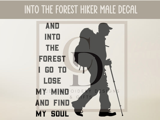 Male Hiker Vinyl Decal: Custom Car, Laptop, Tumbler | Custom Vinyl Decal