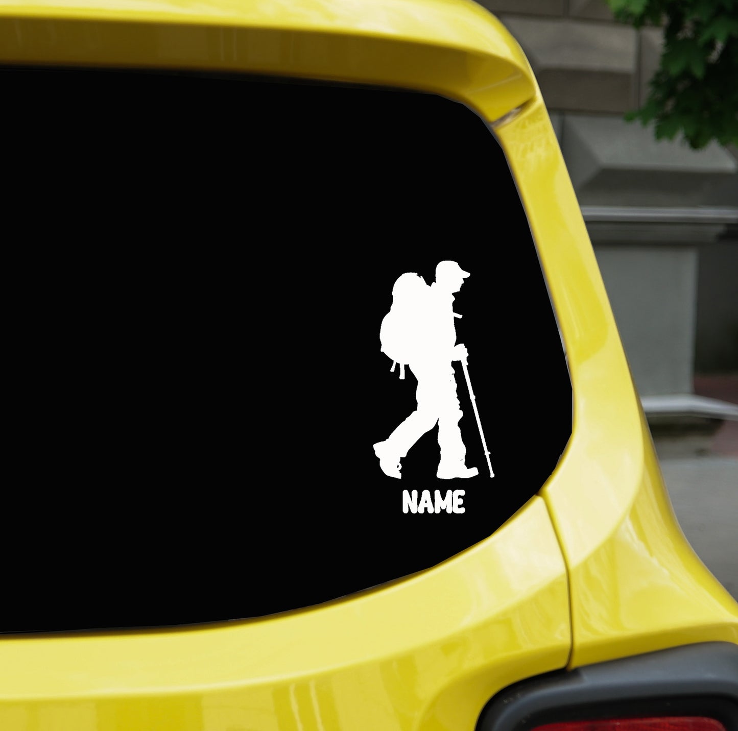 Male Hiker Custom Vinyl Personalized Car Decal, Nature lover, Mountain Climber Decal