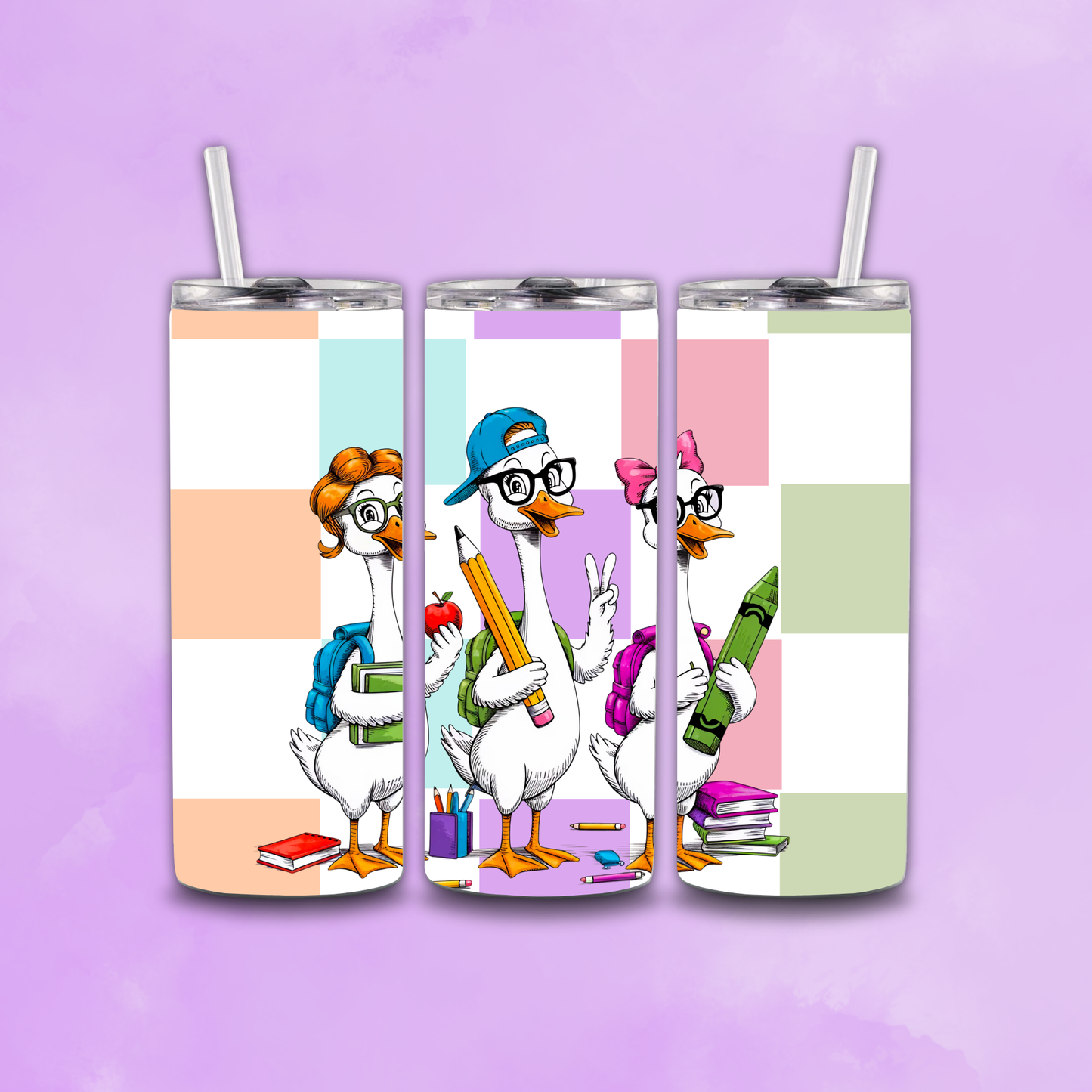 School Ducks Print Tumbler Wrap PNG Digital File | Digital Download