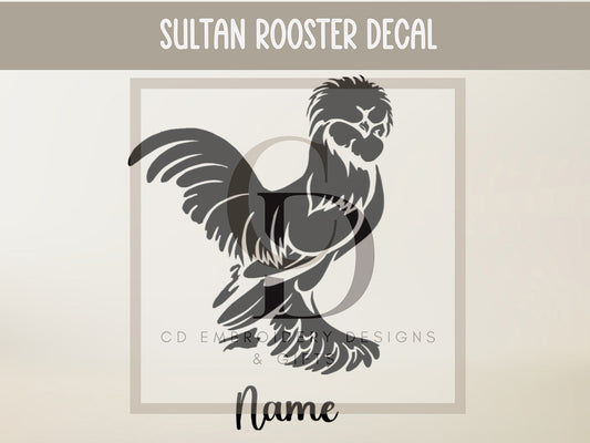Sultan Chicken Custom Vinyl Sultan Hen Decal Personalized | Sultan Rooster Decal: Custom Vinyl Hen Car Sticker | Custom Viny Decal