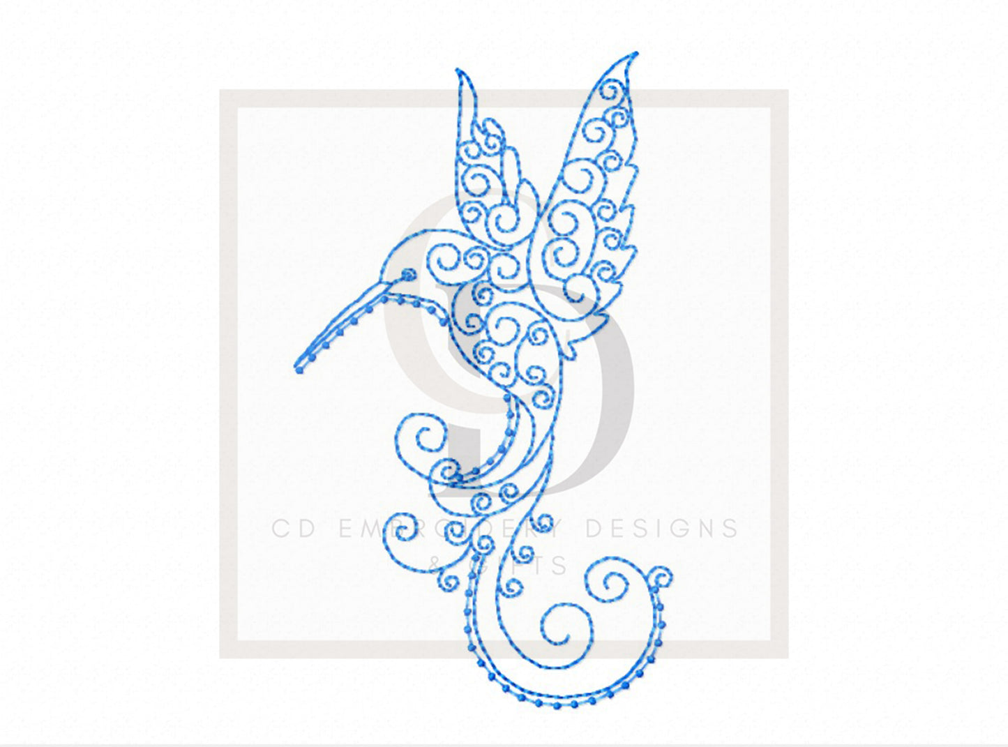 Swirly Hummingbird 2, Machine Embroidery Design