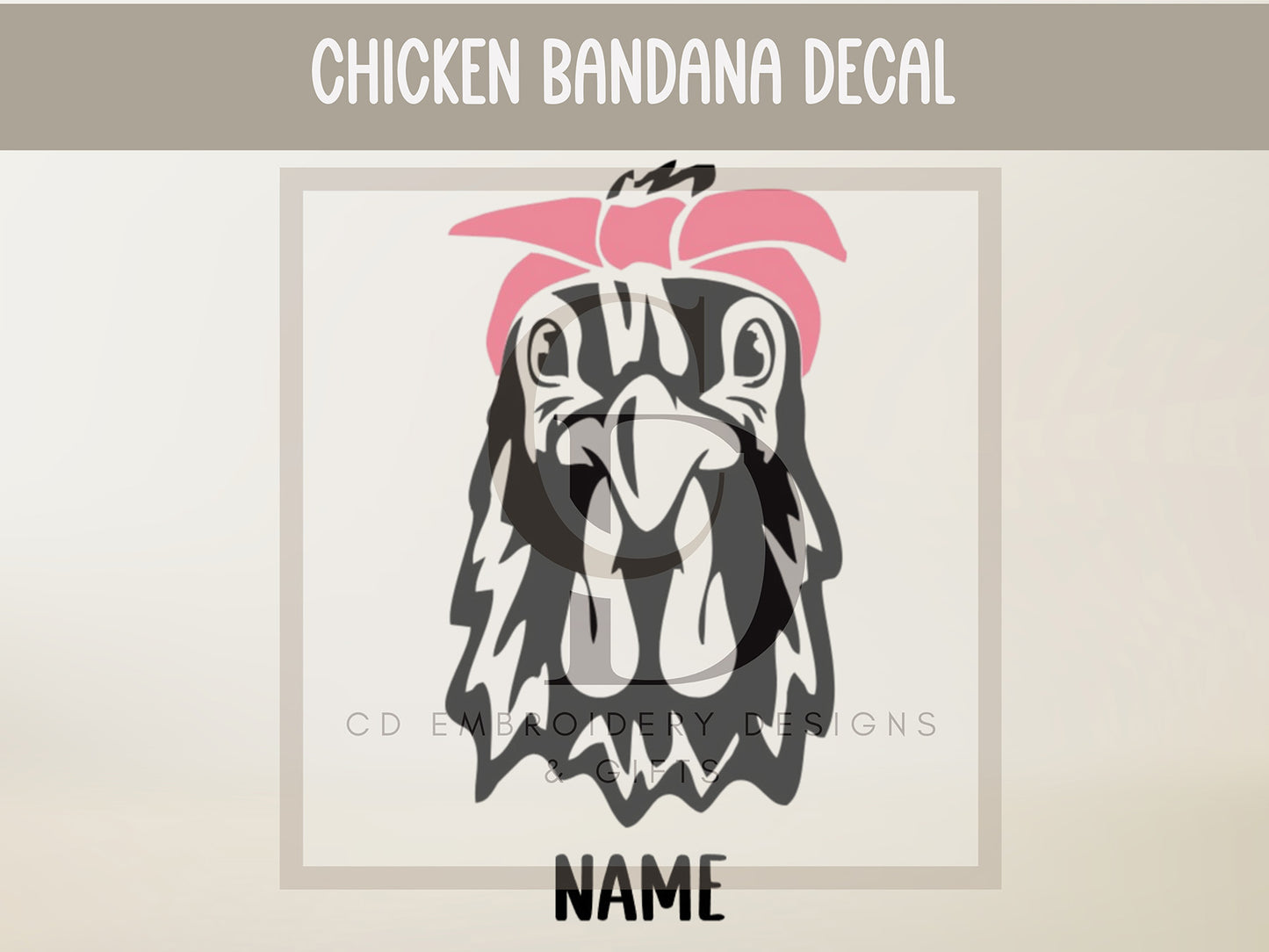 Chicken With Bandana Car Decal | Rooster Decal | Personalized Custom Vinyl Decal