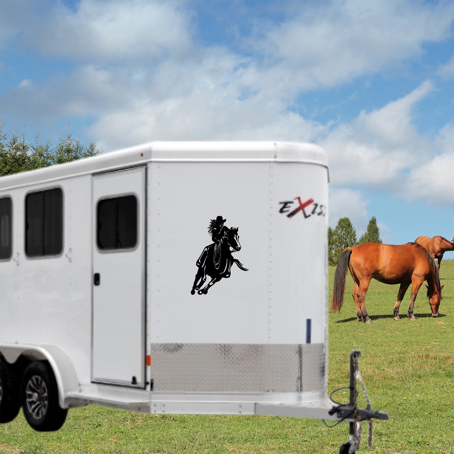 Cowgirl Horse Car Decal: Western Style Vinyl Sticker | Personalized Custom Vinyl Decal | Trailer Decal