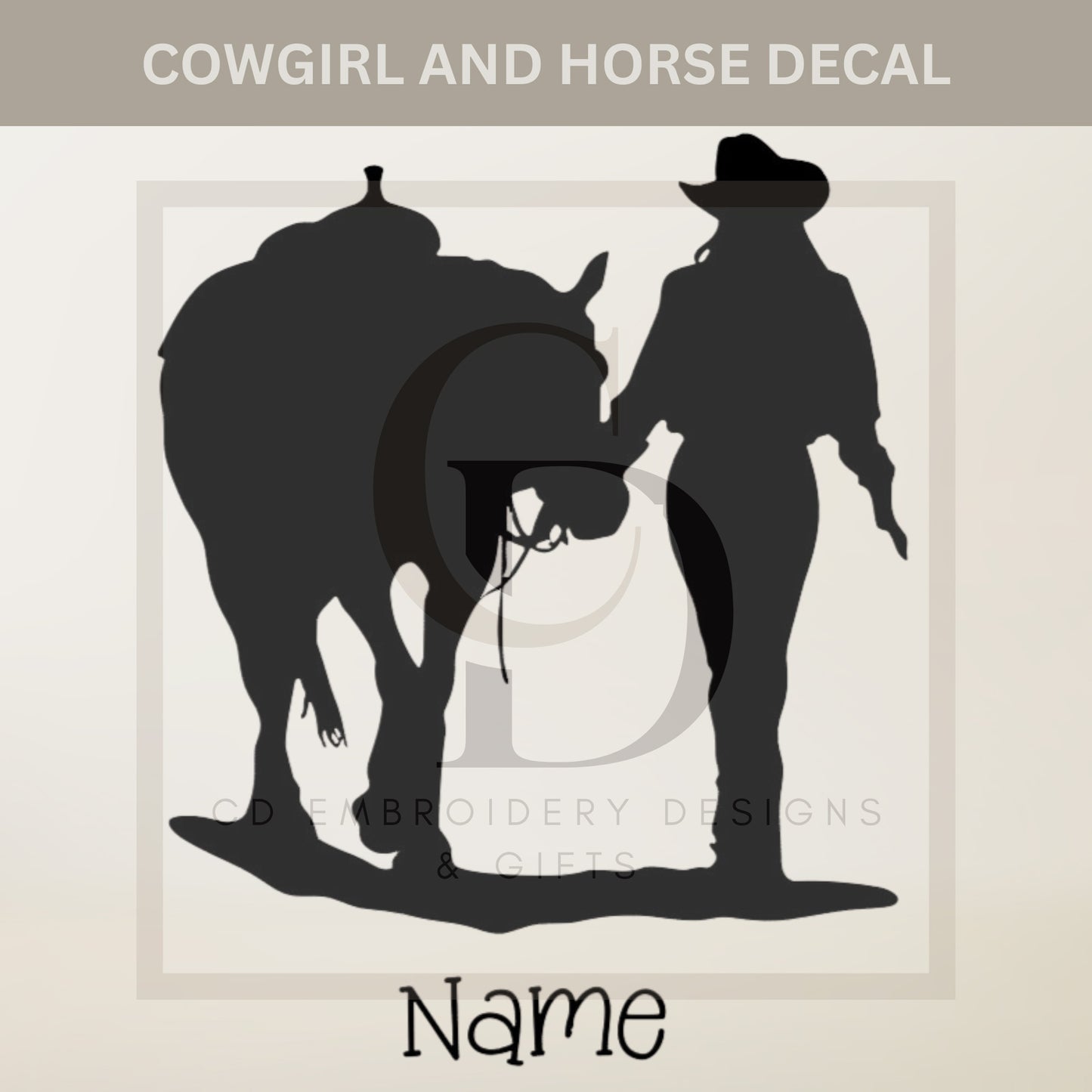 Cow Girl Walking Horse Vinyl Decal, Personalized  Cowgirl and Horse Car Decal: Equestrian Western Style Custom Vinyl Decal | Trailer Decal
