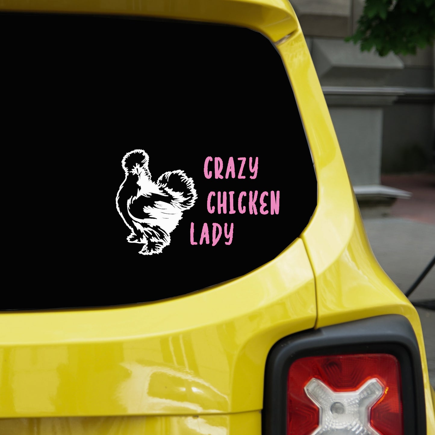 Crazy Chicken Lady Vinyl Decal Personalized | Crazy Chicken Lady Vinyl Decal: Silkie Chicken Car Sticker | Custom Vinyl Decal