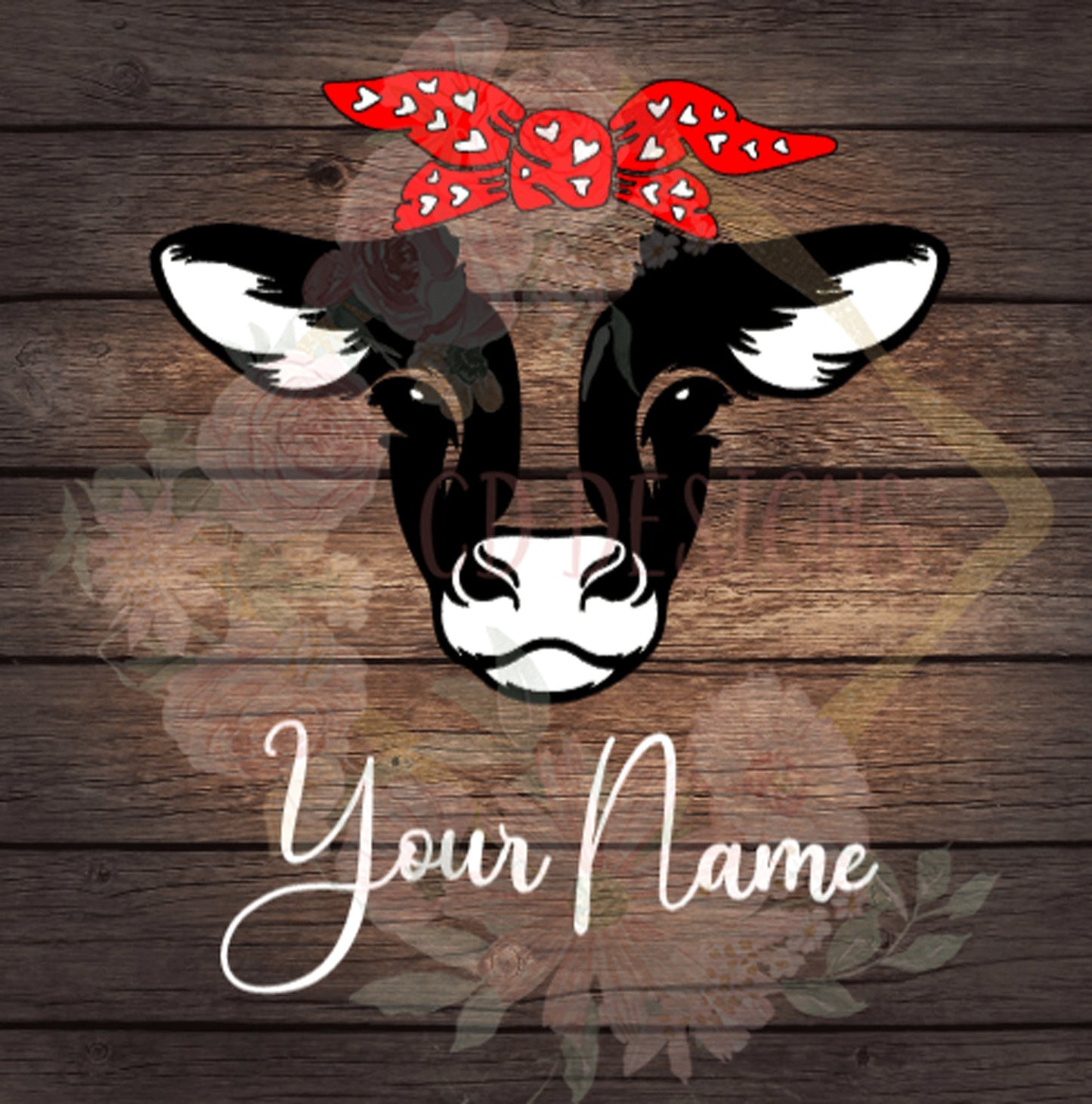 Cow Head Bandana Vinyl Decal Personalized