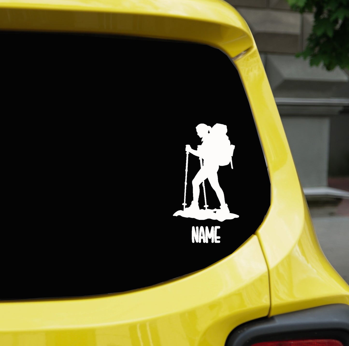 Female Hiker Custom Vinyl Personalized Decal | Female Hiker Vinyl Decal: Custom Car Decal | Personalized Custom Vinyl Decal