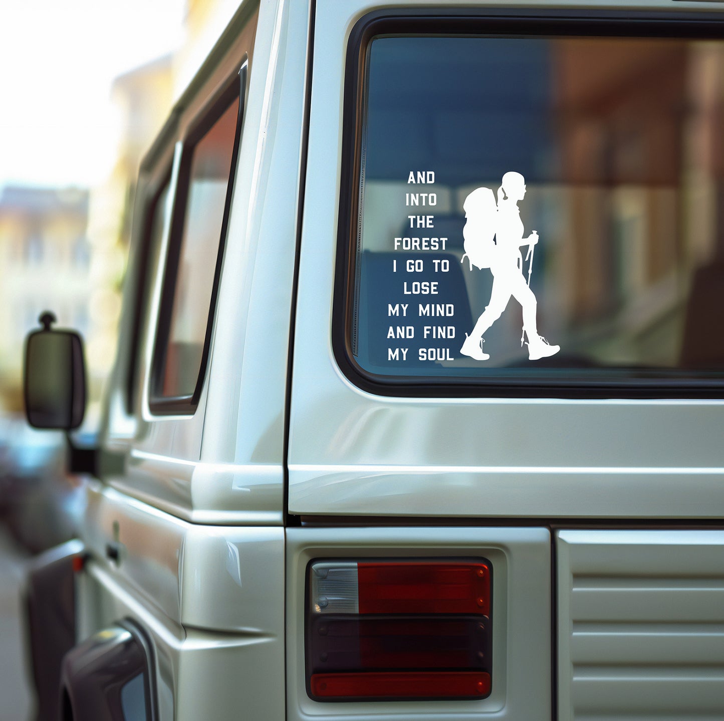 Female Hiker Into The Forest Custom Vinyl Decal | Female Hiker Decal | Custom Car Decal | Personalized Decal