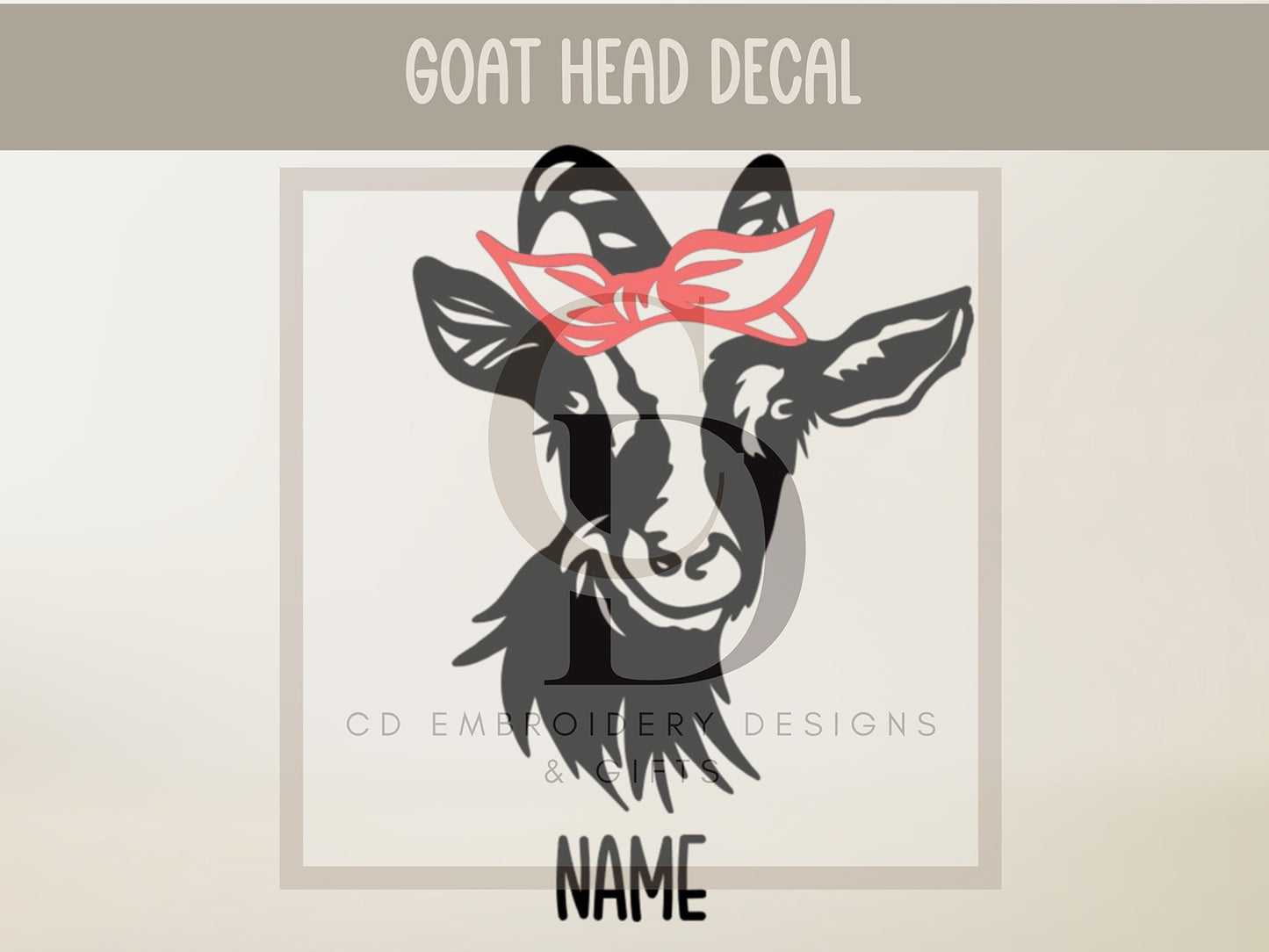 Alpine Goat Head With Bow Custom Vinyl Goat Head Decal | Goat Head Decal With Bow - Custom Car Vinyl Decal | Personalized Custom Vinyl Decal