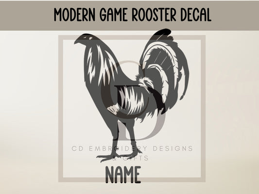 Modern Game Rooster Decal: Personalized Chicken Car Sticker/ Custom Vinyl Decal