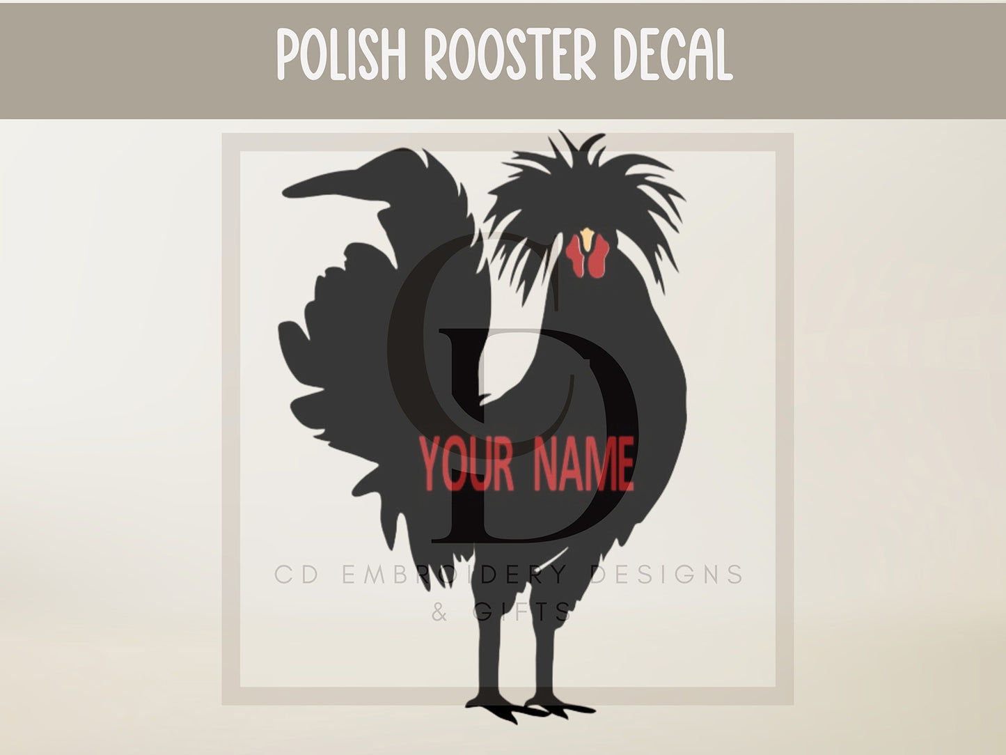 Polish Chicken Custom Vinyl Chicken Decal, Polish Rooster Decal: Custom Showbox Decal | Custom Chicken Vinyl Decal