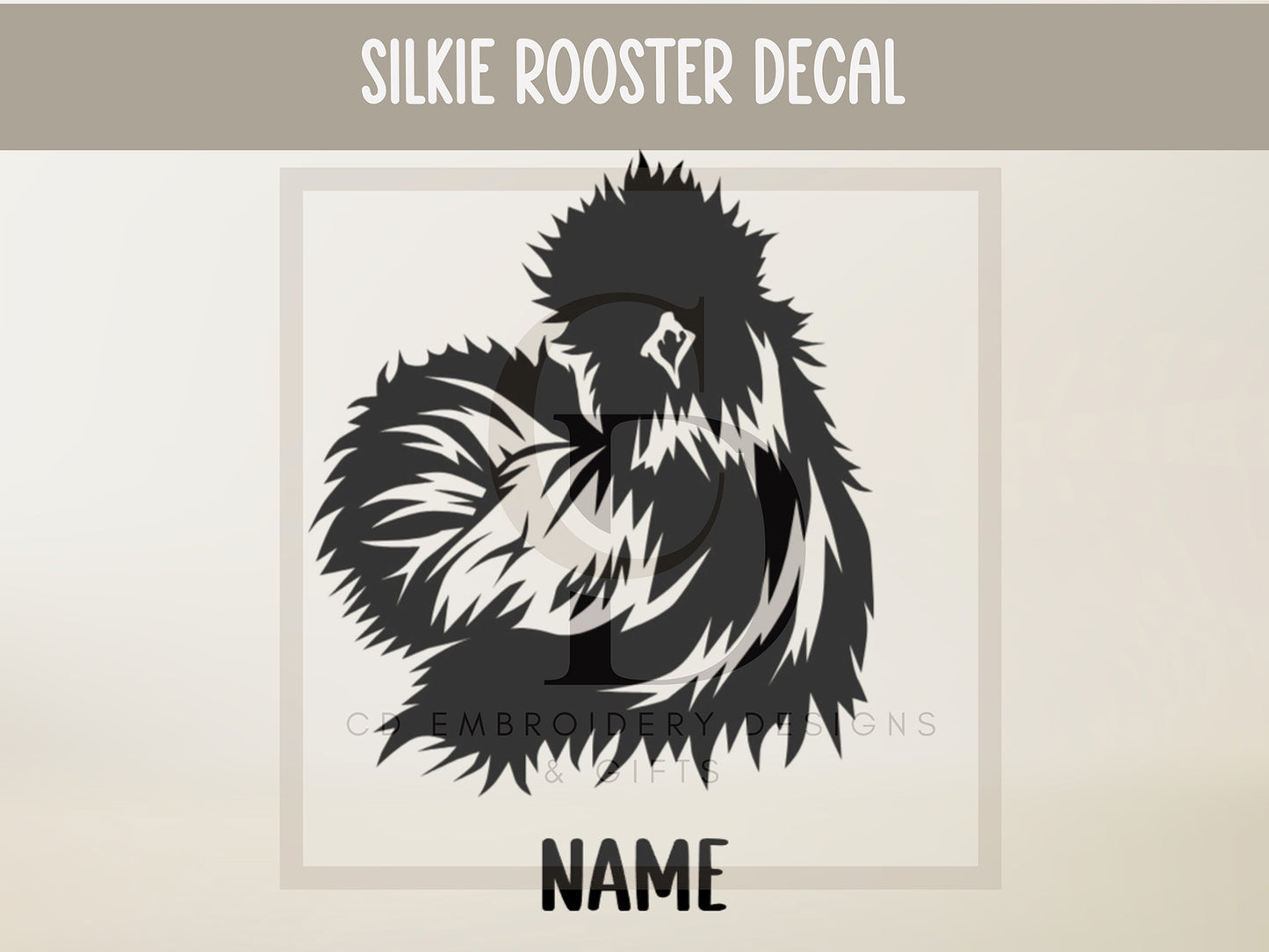 Silkie Chicken Custom Vinyl Silkie Hen Decal Personalized | Custom Silkie Rooster Vinyl Decal:  Silkie Chicken |Showbox Decal |Personalized Custom Vinyl Decal