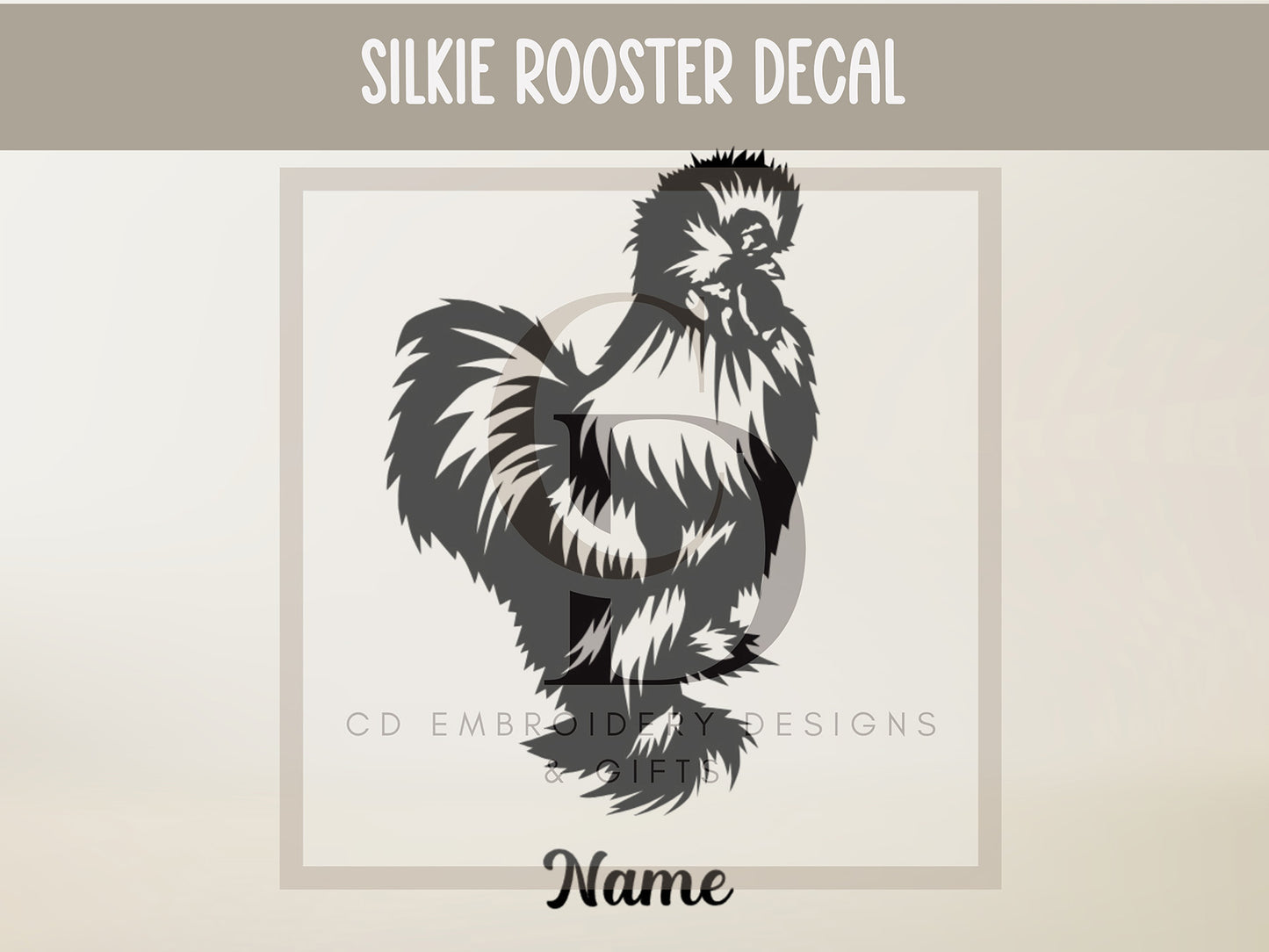 Silkie Rooster Vinyl Decal | Custom Silkie Rooster Vinyl Decal: Farmhouse Car Decor | Personalized Custom Vinyl Decal