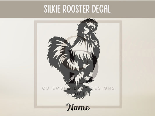Silkie Rooster Vinyl Decal | Custom Silkie Rooster Vinyl Decal: Farmhouse Car Decor | Personalized Custom Vinyl Decal